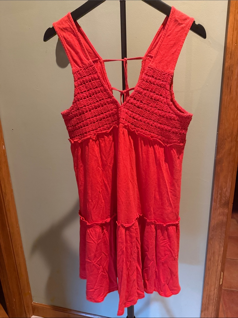 American Eagle Outfitters Red Sleeveless Smocked Sundress